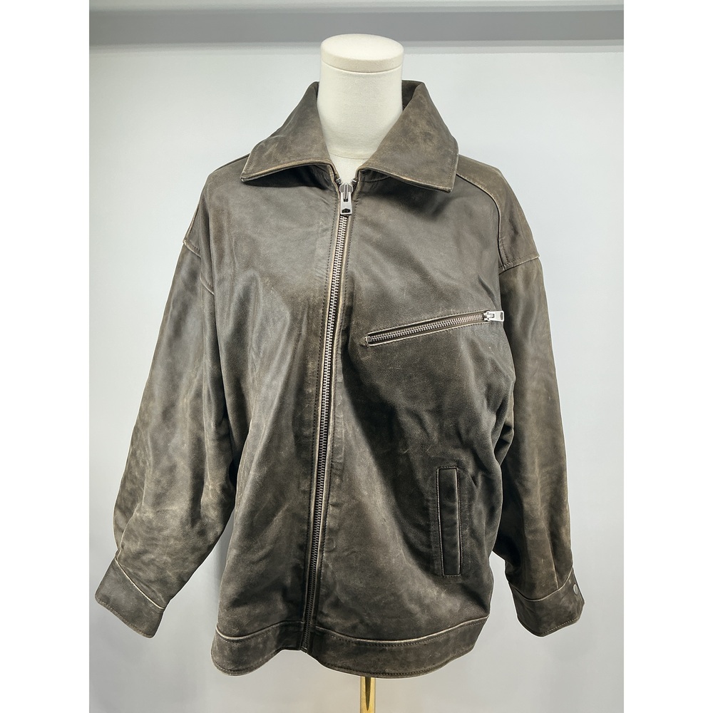 100% Leather Oversized Bomber Jacket